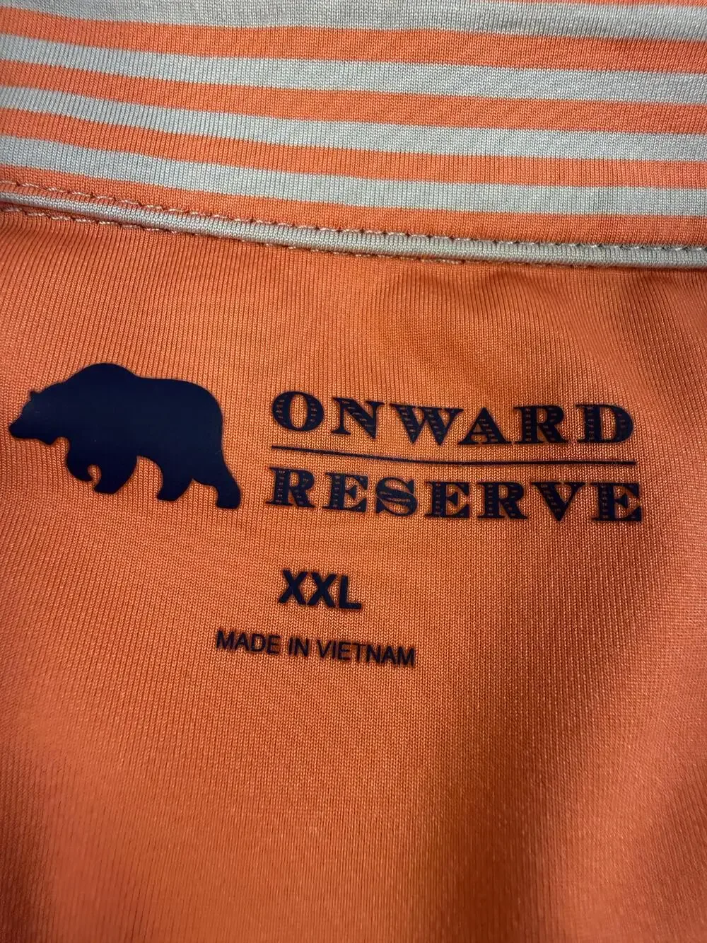 Onward Reserve Polo Shirt Mens 2XL Orange Stripe Lightweight Short Sleeve Casual